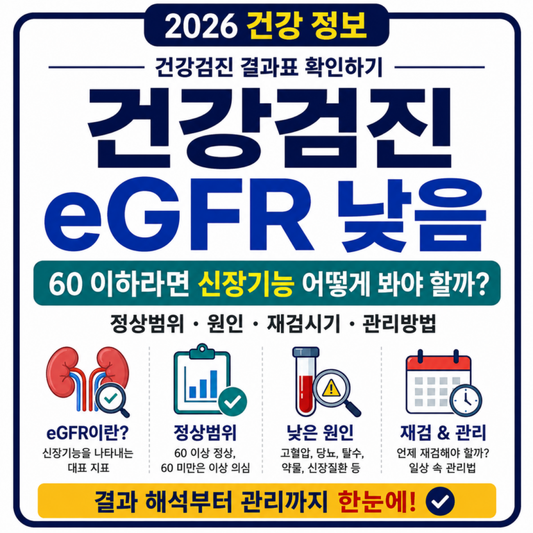 건강검진 eGFR 낮음 60 이하 신장기능 확인