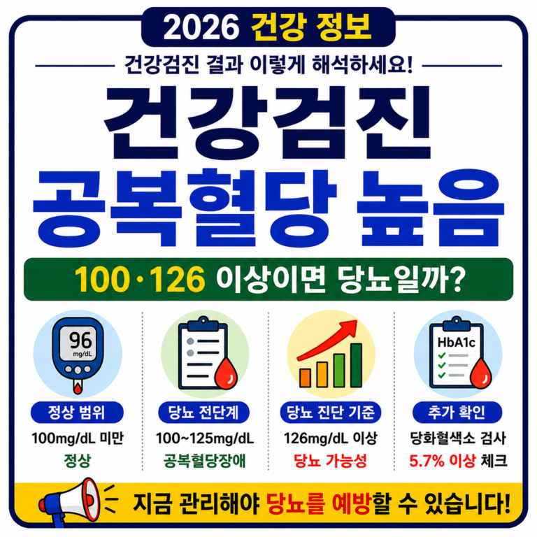 건강검진 공복혈당 높음 100 126 당뇨 전단계 기준