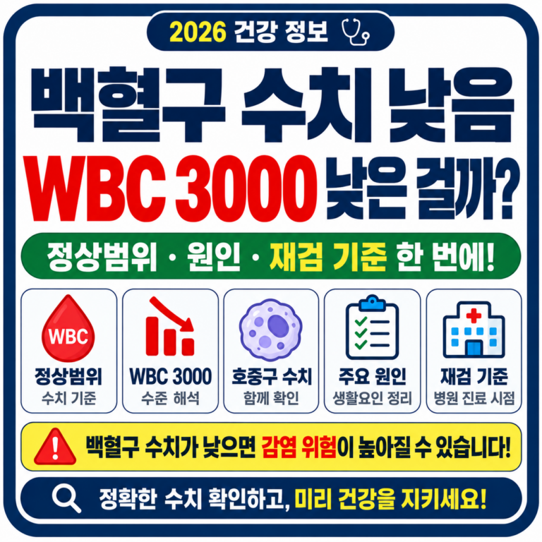 건강검진 백혈구 수치 낮음 WBC 3000 정상범위와 재검 기준
