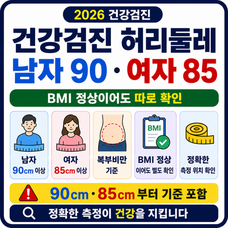 건강검진 허리둘레 남자 90cm 여자 85cm