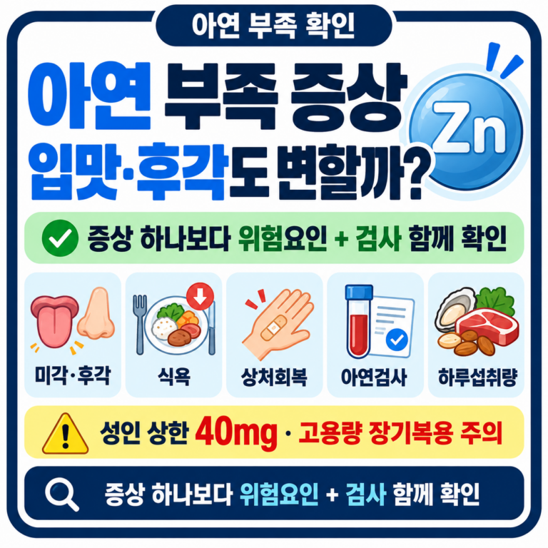 아연 부족 증상, 입맛·후각 변화와 상처 회복도 신호일까?