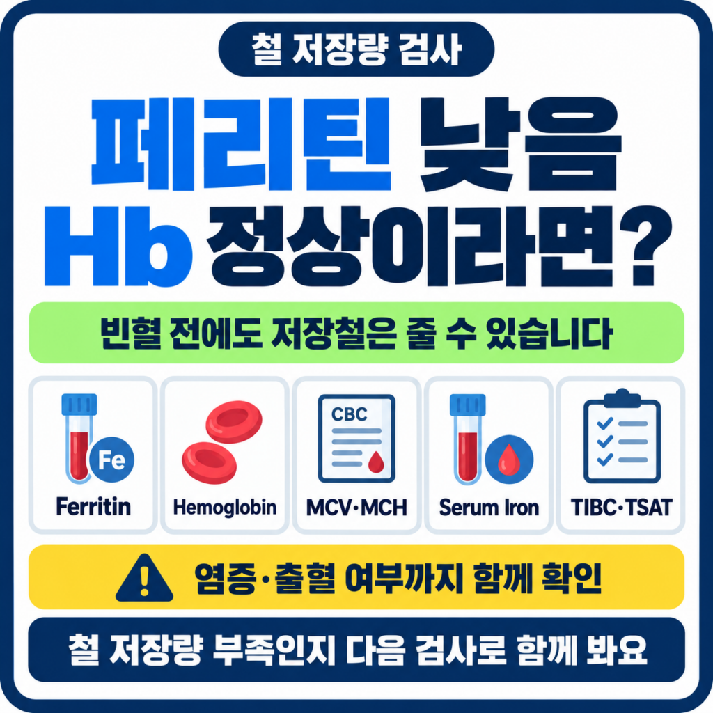 페리틴 낮은데 헤모글로빈 정상, 그래도 철분 부족일까? 같이 볼 검사 순서