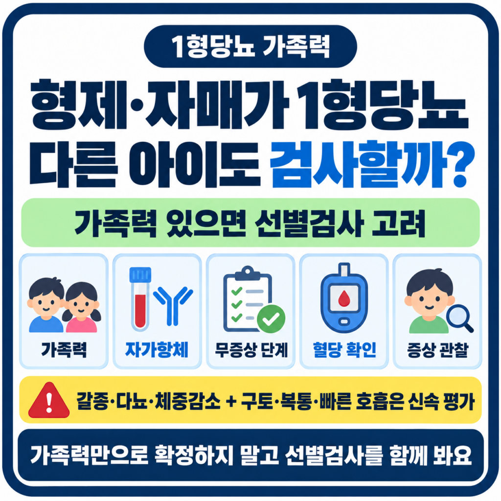 형제·자매가 소아 1형당뇨면 다른 아이도 위험할까? 가족력 있을 때 확인할 검사