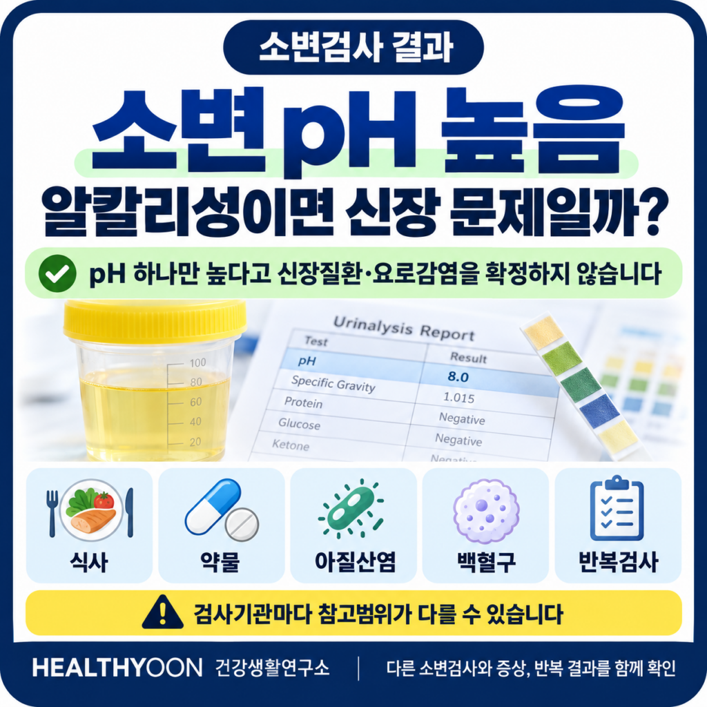 건강검진 소변 pH 높음, 알칼리성 소변이면 신장에 문제가 있는 걸까?