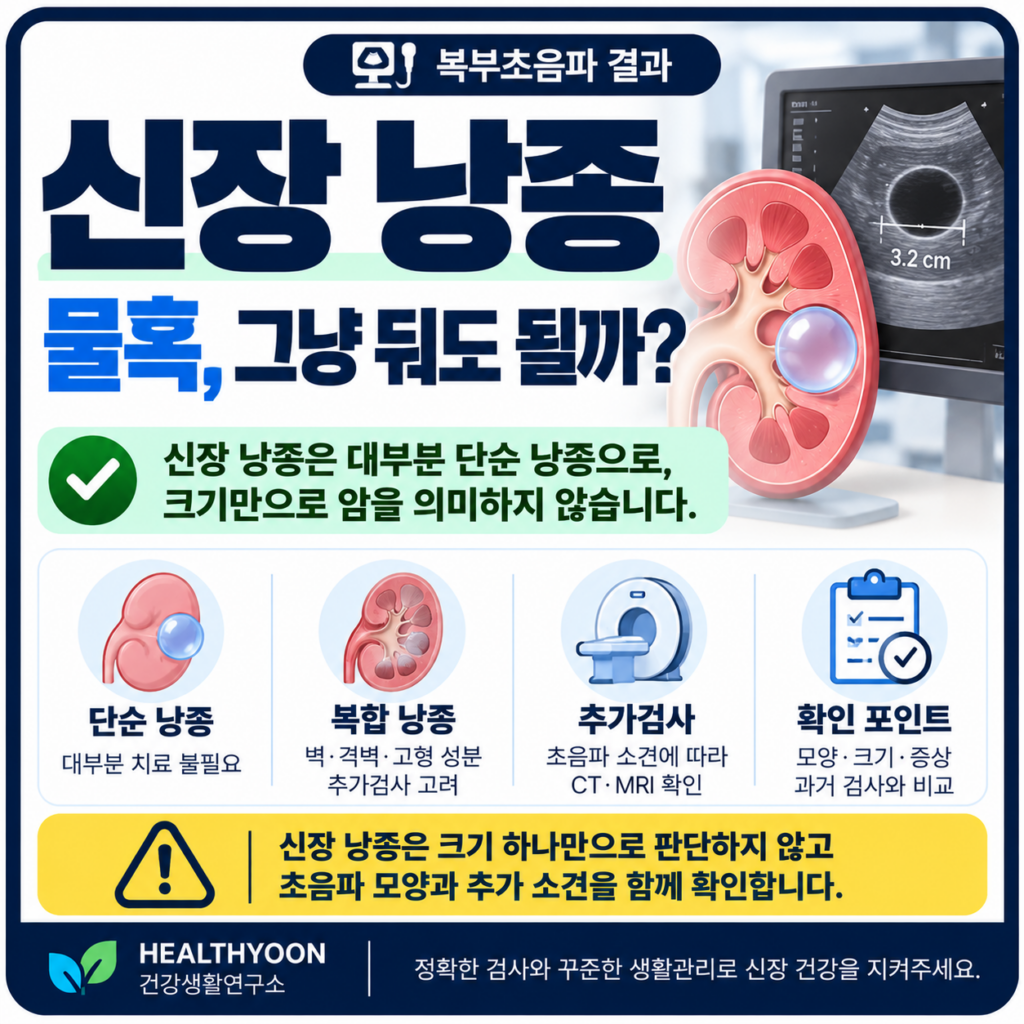 건강검진 신장 낭종, 물혹이 발견됐는데 그냥 둬도 될까?