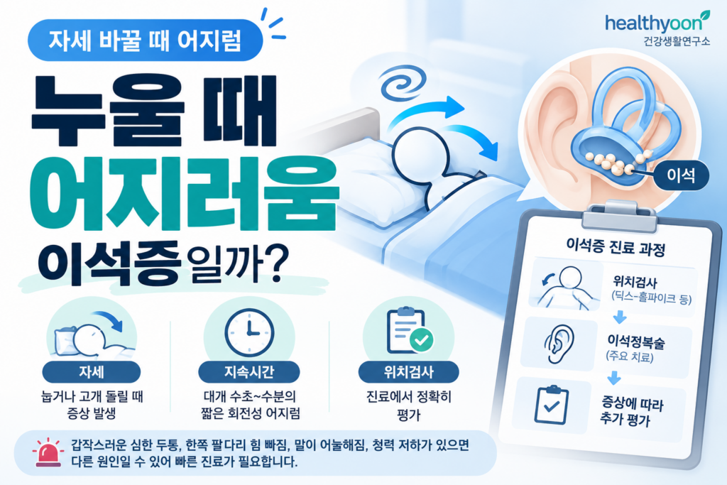 누울 때 어지러움, 이석증일까? 고개 돌릴 때 빙빙 도는 증상과 진료 기준