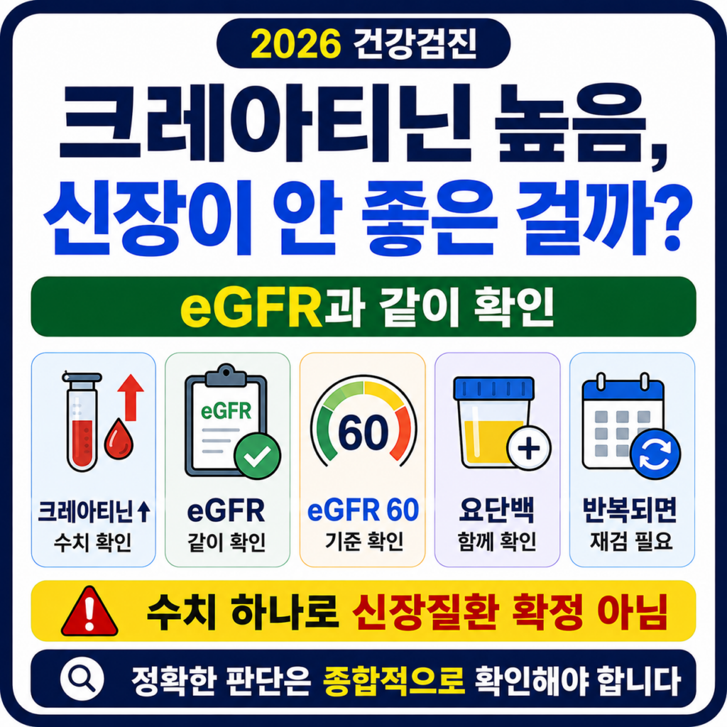 건강검진 크레아티닌 상승과 eGFR 관계를 확인하는 대표 이미지