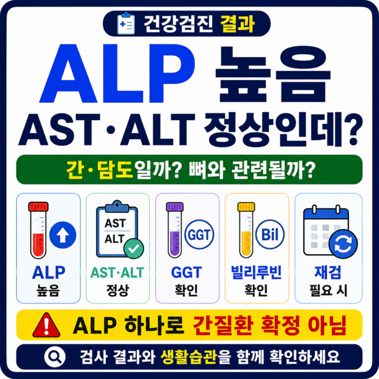 건강검진 ALP 높음과 AST ALT 정상 결과 확인