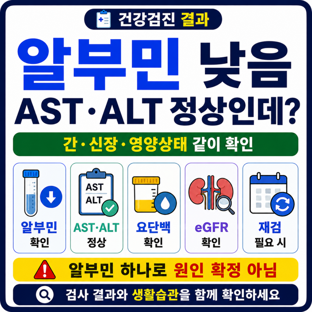 건강검진 알부민 낮음 AST ALT 정상 결과 확인