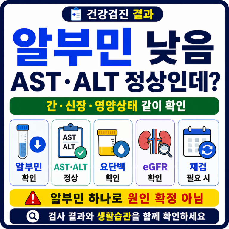 건강검진 알부민 낮음 AST ALT 정상 결과 확인