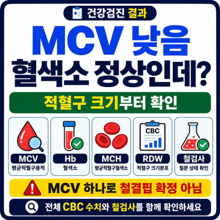 건강검진 MCV 낮음 혈색소 정상 결과 확인