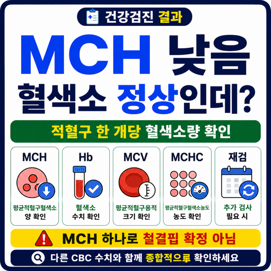 건강검진 MCH 낮음 혈색소 정상 결과 확인