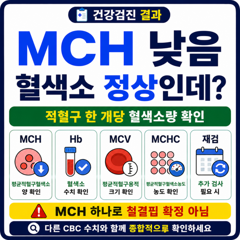 건강검진 MCH 낮음 혈색소 정상 결과 확인