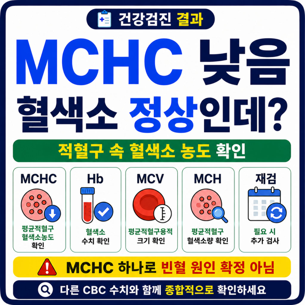 건강검진 MCHC 낮음 혈색소 정상 결과 확인