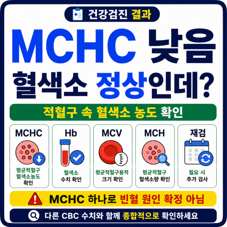 건강검진 MCHC 낮음 혈색소 정상 결과 확인