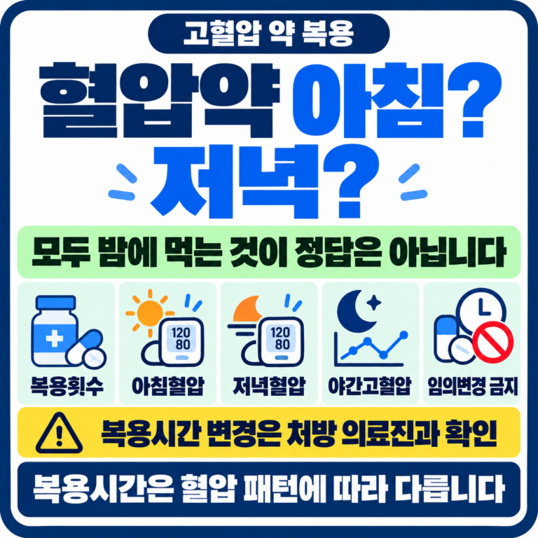혈압약 복용시간, 아침에 먹어야 할까? 저녁 복용보다 먼저 확인할 기준