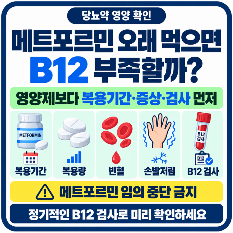 메트포르민 비타민 B12 부족, 오래 먹으면 생길까? 영양제보다 먼저 확인할 것