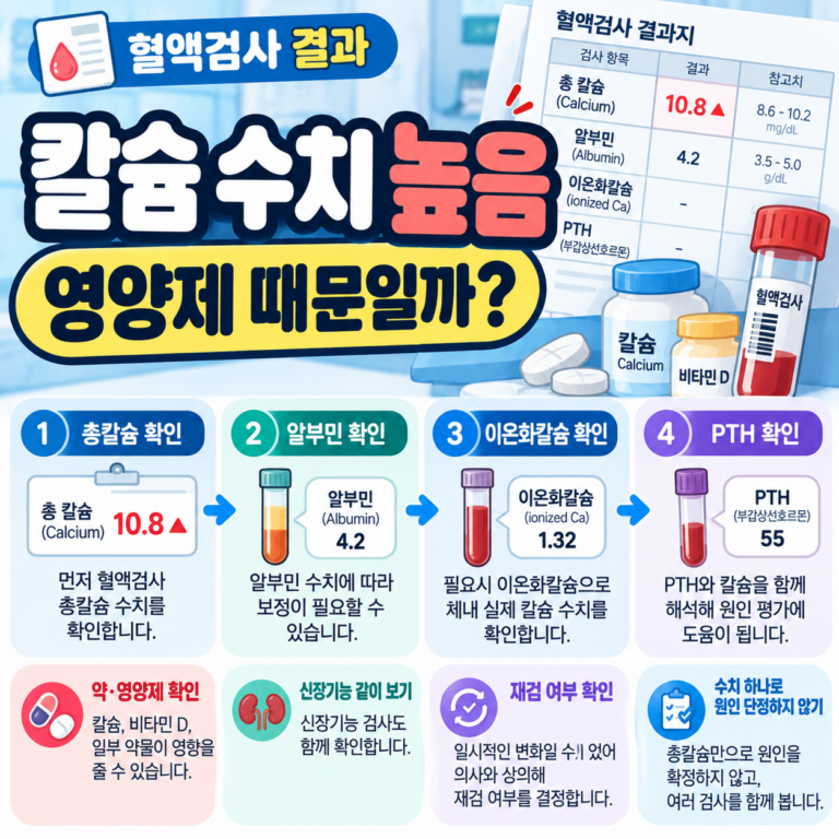 혈액검사 칼슘 수치 높음, 영양제 때문일까?