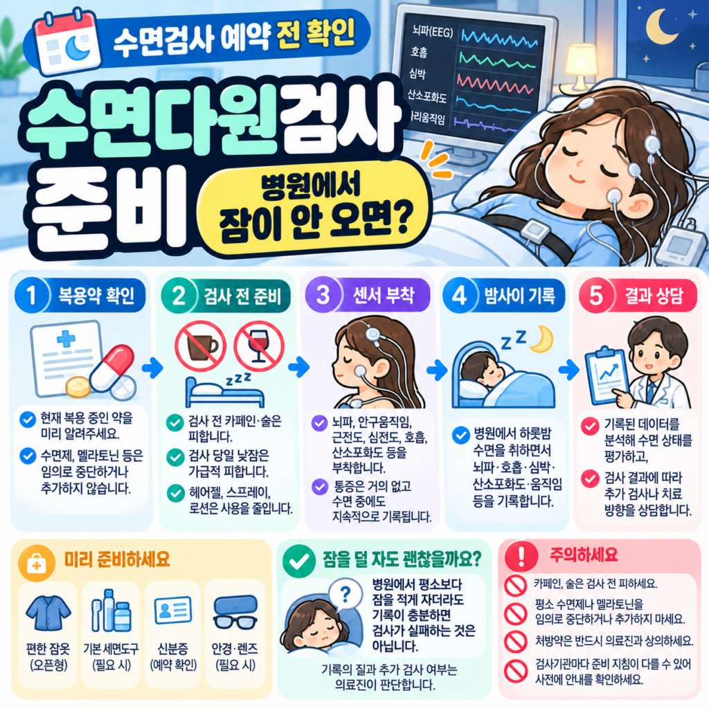 수면다원검사 준비, 병원에서 잠이 안 오면?