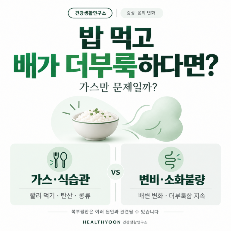 밥 먹고 배가 더부룩한 이유와 식후 복부팽만 확인 기준