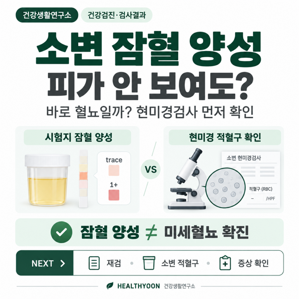 소변 잠혈 양성, 미세혈뇨와 현미경검사 확인 기준