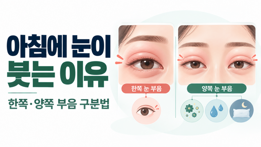아침에 눈이 붓는 이유, 한쪽·양쪽 눈꺼풀 부음 구분법