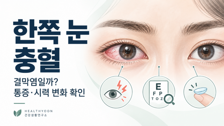 한쪽 눈 충혈, 결막염과 시력 저하 위험 신호 구분