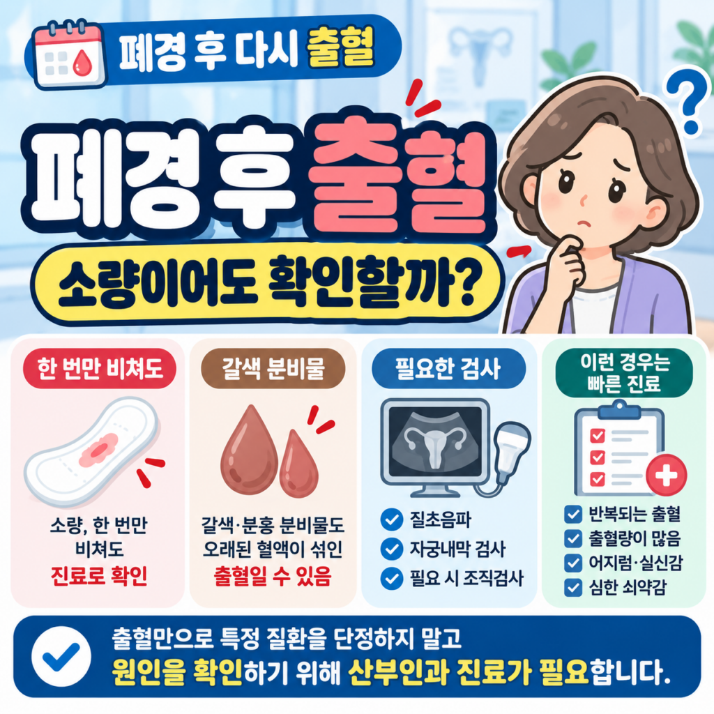 폐경 후 출혈, 소량으로 한 번만 비쳐도 산부인과에 가야 할까?