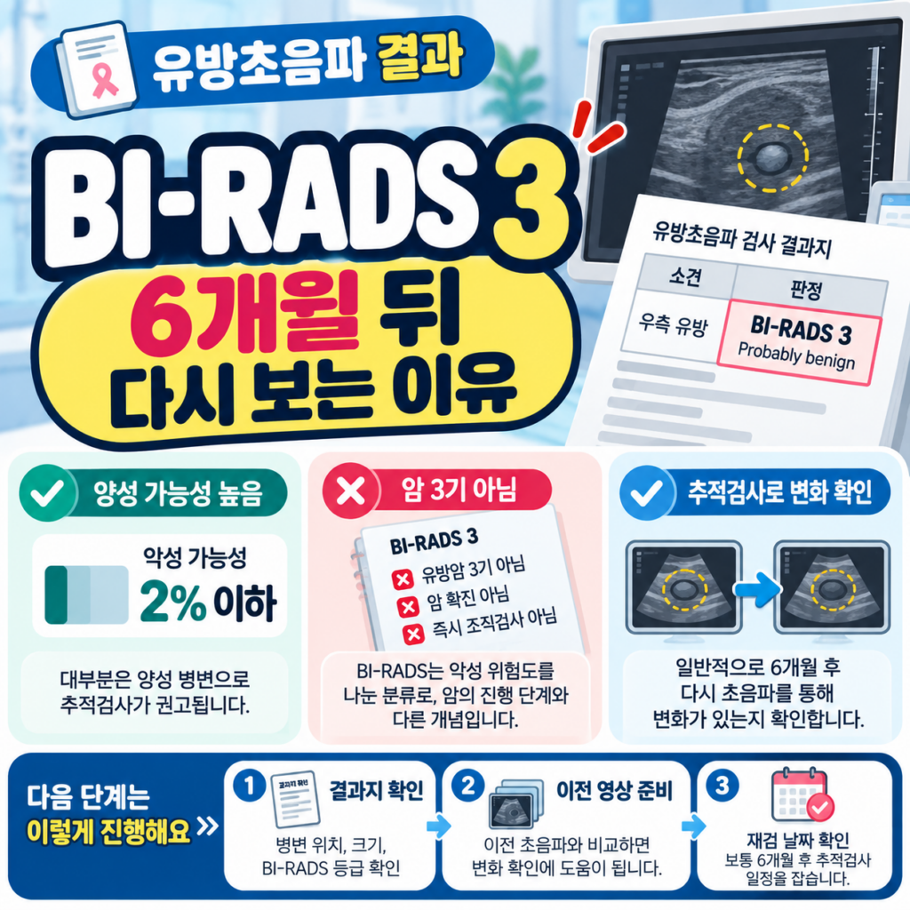 유방초음파 BI-RADS 3, 왜 6개월 뒤 다시 보자고 할까?